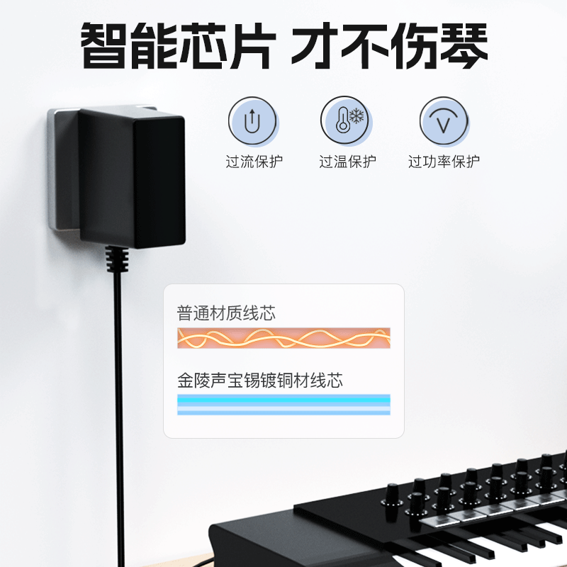 电子琴电源适配器雅马哈卡西欧casio美科9V永美得理新韵pa150b12VYAMAHA适用充电器线通用圆头DC-图2