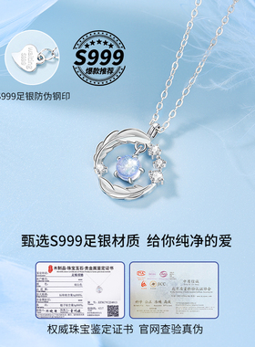 羽你相伴纯银女生项链礼物送女友