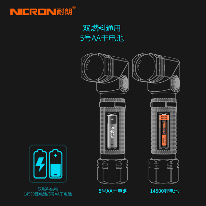 耐朗USB充电强光小手电筒便携多功能超亮防水强磁迷你转角手电B74