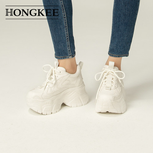 Hongkee/红科女鞋新款小个子时尚休闲鞋厚底增高老爹鞋HC55X301 - 图2