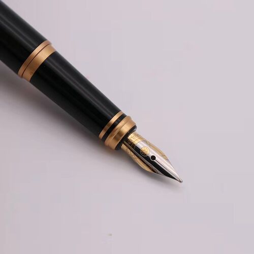 稀有老关勒铭704钢笔铱金笔曲线笔帽全铜笔杆双色镀金笔尖包邮 - 图0