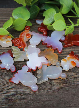 天然红玉髓玛瑙玉金鱼年年有余礼