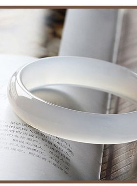 纯天然冰种白玛瑙玉髓手镯旺夫少女玉镯子玉髓冰种玉镯定制送证书