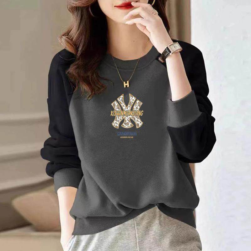 外贸出口女装纯棉长袖卫衣女宽松T恤春秋新款百搭显瘦打底衫上衣,淘宝优惠券,粉丝福利购,淘宝优惠卷