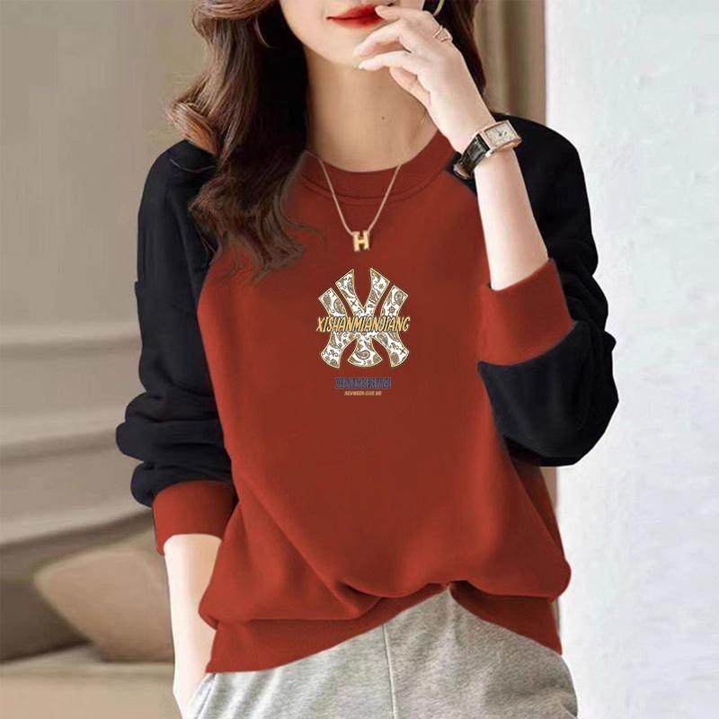 外贸出口女装纯棉长袖卫衣女宽松T恤春秋新款百搭显瘦打底衫上衣,淘宝优惠券,粉丝福利购,淘宝优惠卷