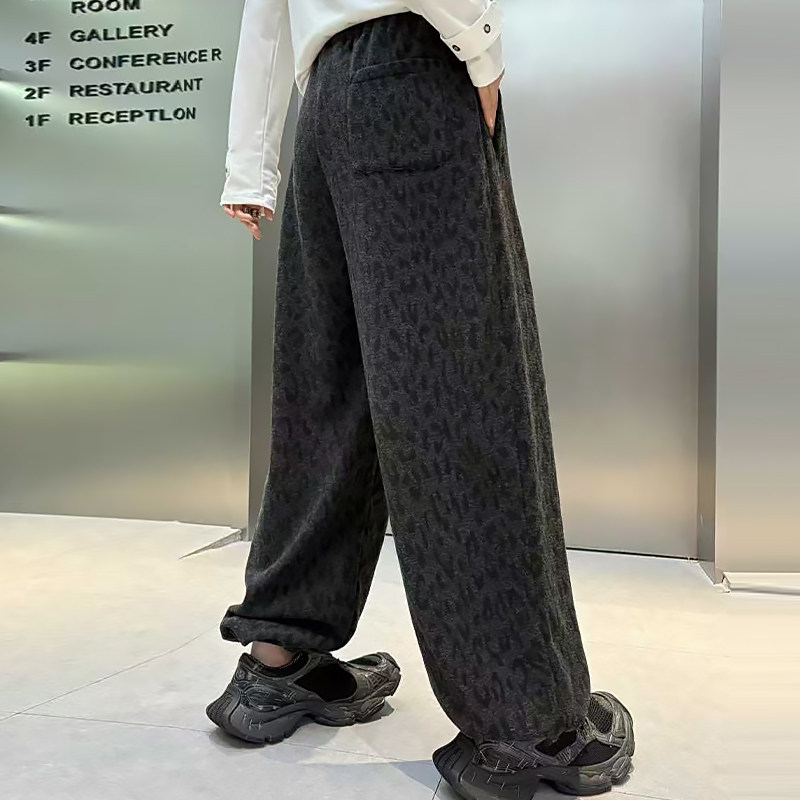 抽绳收腰豹纹休闲裤高腰女裤子胖mm2026春冬新款宽松显瘦大码女装,淘宝优惠券,粉丝福利购,淘宝优惠卷