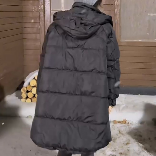 大码保暖连帽棉服外套休闲简约上衣胖mm2025冬季新款宽松显瘦女装 - 图1