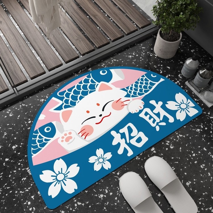 原创招财猫 硅藻泥软垫浴室吸水垫防滑脚垫卫生间门口地垫速干吸,淘宝优惠券,粉丝福利购,淘宝优惠卷