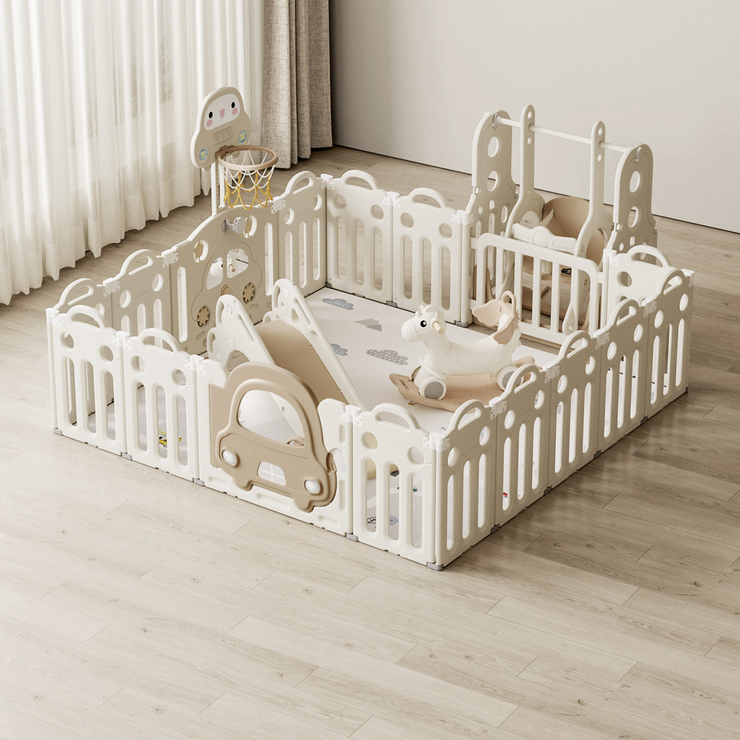 游戏围栏儿童地上可折叠宝宝室内家用防护栏婴儿乐园爬爬行垫栅栏,淘宝优惠券,粉丝福利购,淘宝优惠卷