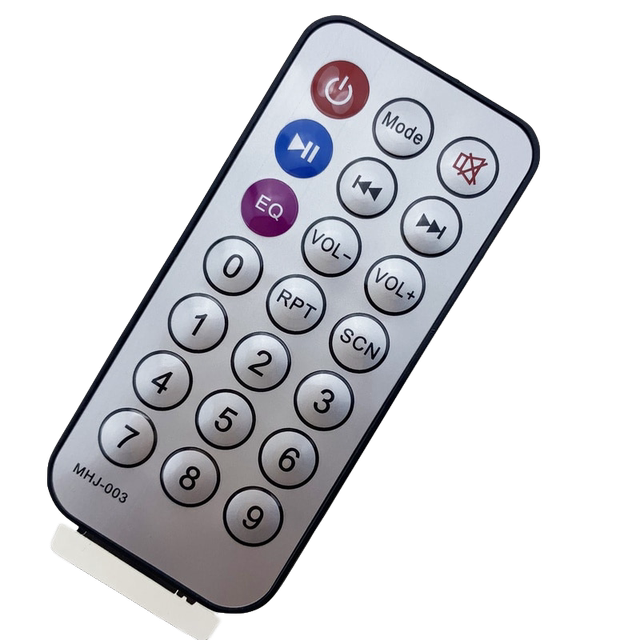 Suitable for English mini ultra-thin silver 21-key landscape audio remote control TV sound wall MP3 remote control