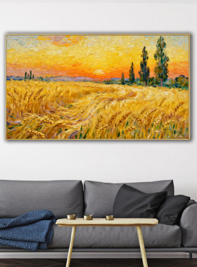 手绘油画莫奈名画弗特伊景观刀画简欧美式客厅挂画大幅风景装饰画