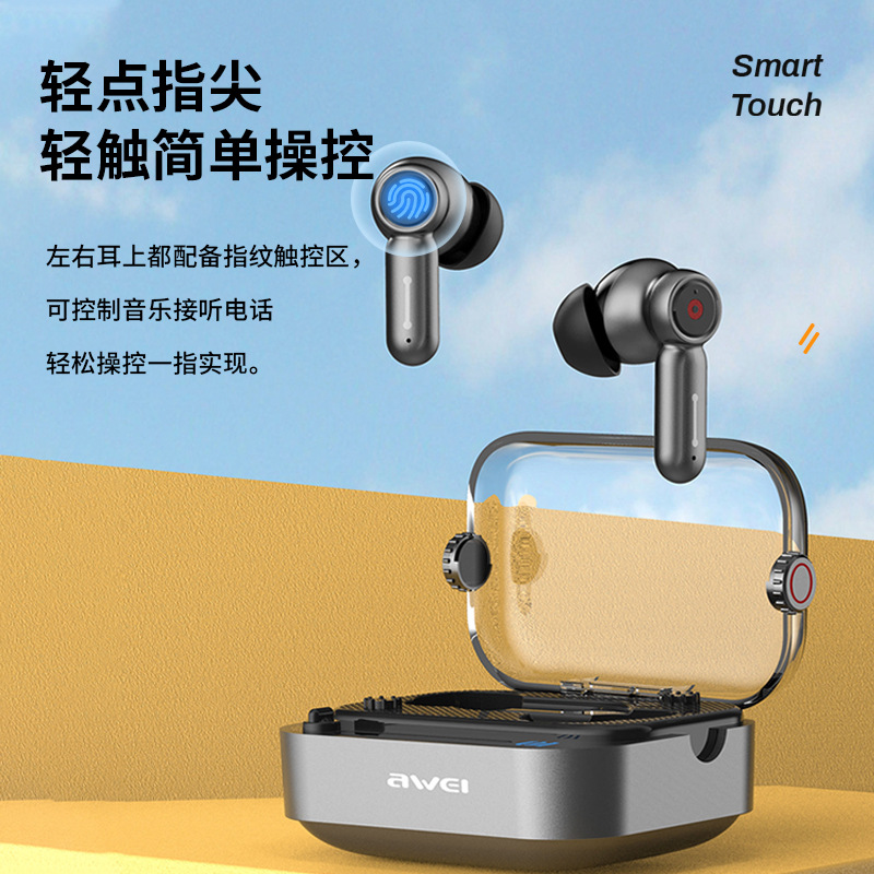 Awei/用维T58无线蓝牙耳机电竞透明大动圈HIFI运动手机音乐耳塞-图2