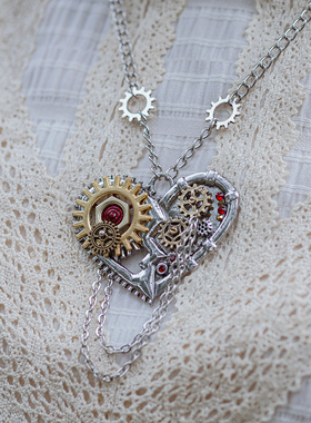 蒸汽朋克工业风心型机械美学项链