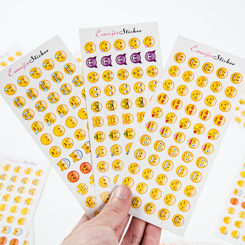 流汗黄豆Emoji表情贴纸卡通贴迷你不干胶个性搞怪可爱圆形粘定制 - 图0