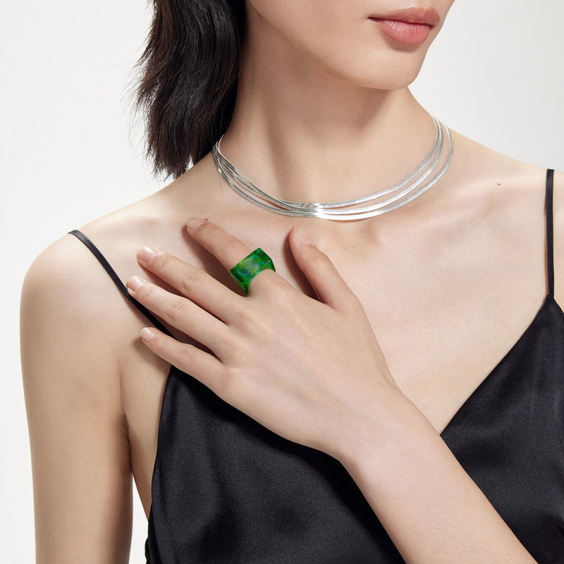 JNBY simple fashion glass ring