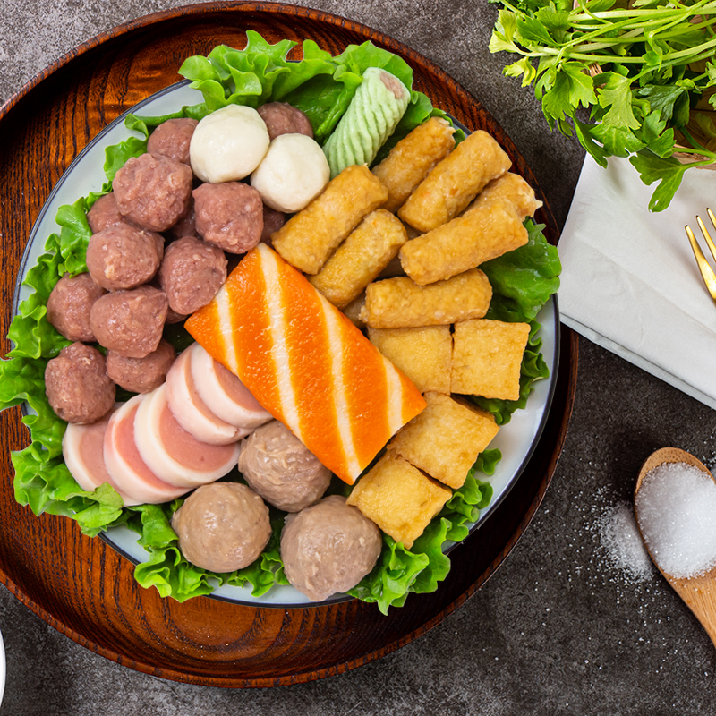 福春园火锅丸子8种口味3斤鱼豆腐甜不辣牛鱼丸麻辣烫关东煮食材 - 图1