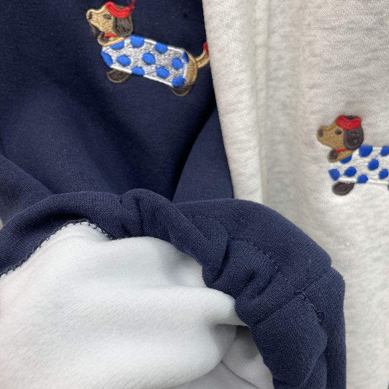 小狗狗图案裤子女冬季加绒加厚腊肠狗刺绣花收口束脚阔腿直筒卫裤,淘宝优惠券,粉丝福利购,淘宝优惠卷