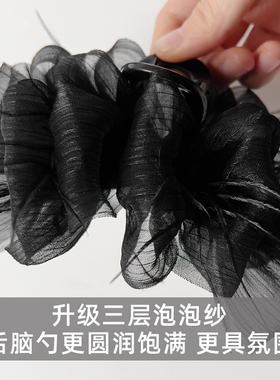泡泡纱抓夹超显发量头包脸