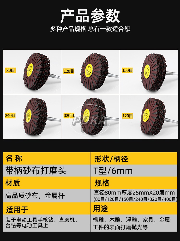 砂布打磨花头百叶砂布丝轮磨头八角家具线条浮雕雕刻毛刺崖柏抛光 - 图0