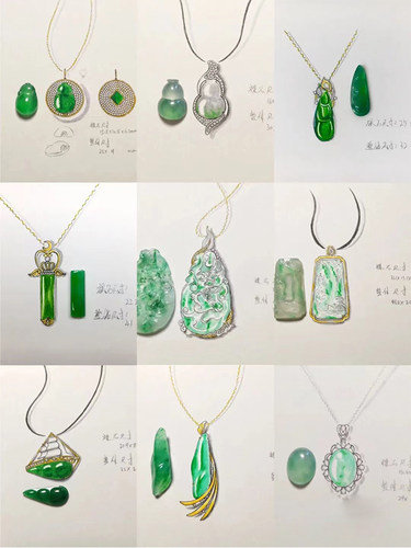 镶嵌加工定制18K金工厂翡翠佛公玉石包边设计吊坠空托彩宝 钻石戒 - 图1