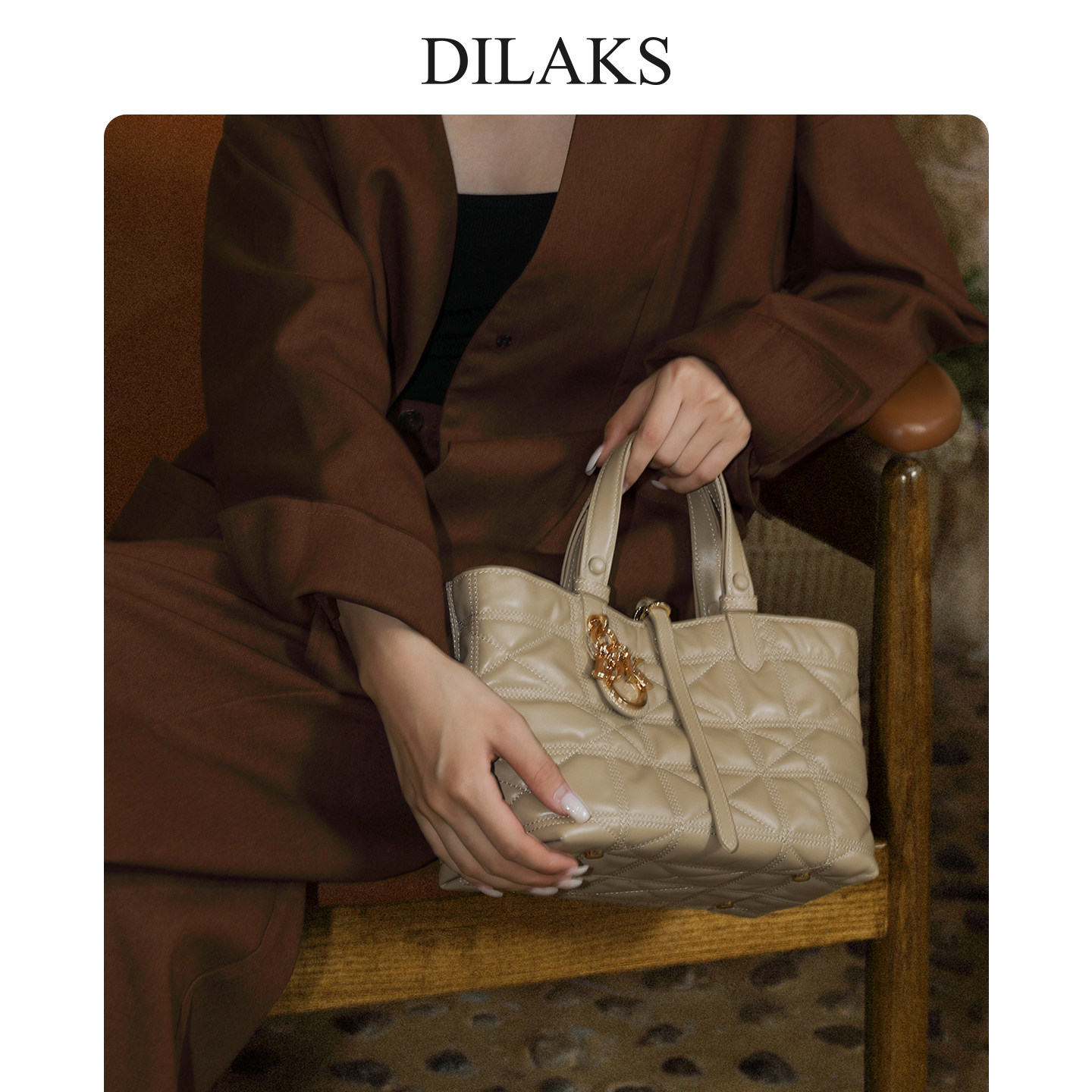 【新年礼物】DILAKS真皮菱格女包轻奢气质手提菜篮子托特包斜挎包,淘宝优惠券,粉丝福利购,淘宝优惠卷