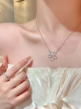 韩妹范~简约镂空花朵项链女2026新款爆款锁骨链小众设计颈链配饰