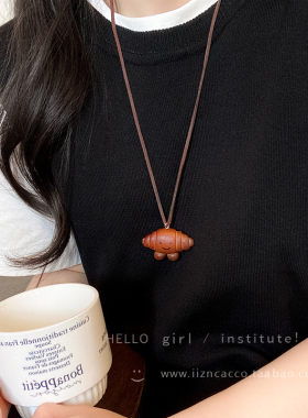 手工甜甜圈仿真碱水面包项链女长款毛衣链首饰颈链吊坠锁骨链配饰