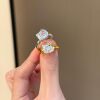 Cute KT meow large particle imitation diamond flash ring female niche design light luxury high-end open index finger ring ring