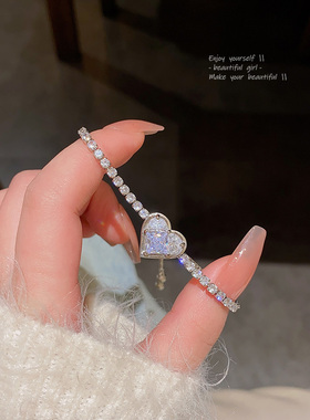 超闪爱心锆石手链女生2023年新款