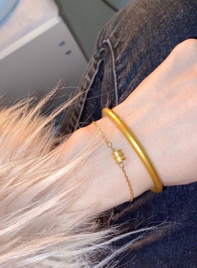 金店同款手环实心爆款越南仿沙金手镯女款素圈磨砂古法传承手饰