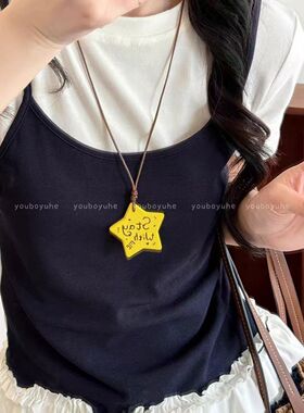 明媚黄星星吊坠项链女小众设计简约挂脖链2026年夏季新款甜美配饰