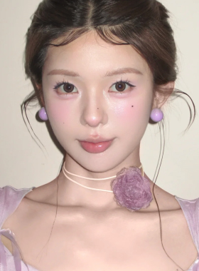 巨显白！小清新糖果色圆球耳钉女春夏芋泥紫韩系气质简约甜美耳环