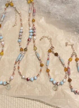 2024新款琉璃米珠串珠项链女轻奢小众设计高级感锁骨链民族风颈链