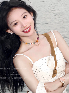 夏日彩色多巴胺项链女款2025新款爆款颈链锁骨链民族度假风配裙子