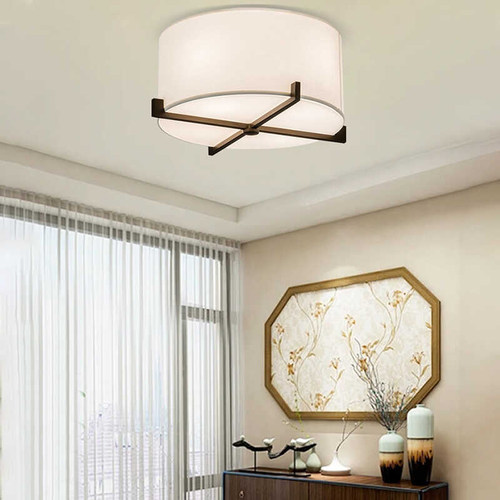 新中式中国风现代简约客厅卧室灯书房走廊过道餐厅布艺圆形吸顶灯 - 图1