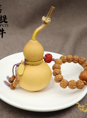 天然小葫芦手把件文玩绳金刚菩提