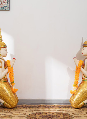 泰式金色迎宾跪佛摆件东南亚风格