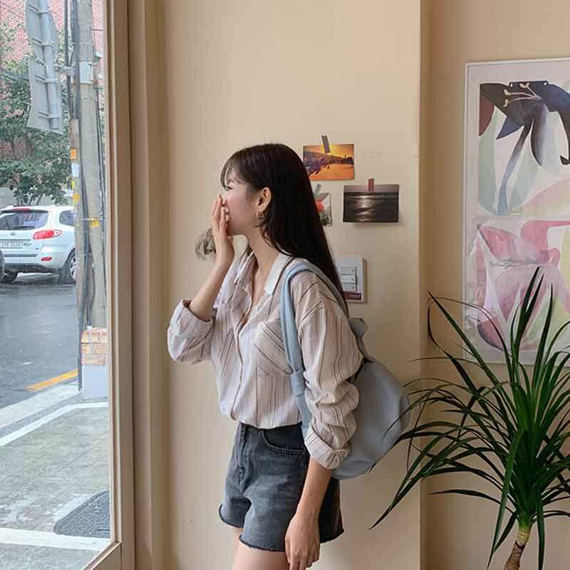 韩国直邮cherrykoko条纹女秋衬衫 thejamy海外衬衫