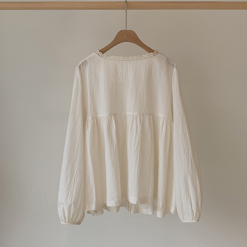 【奶油色现货】cherrykoko蕾丝女衬衫 thejamy海外衬衫