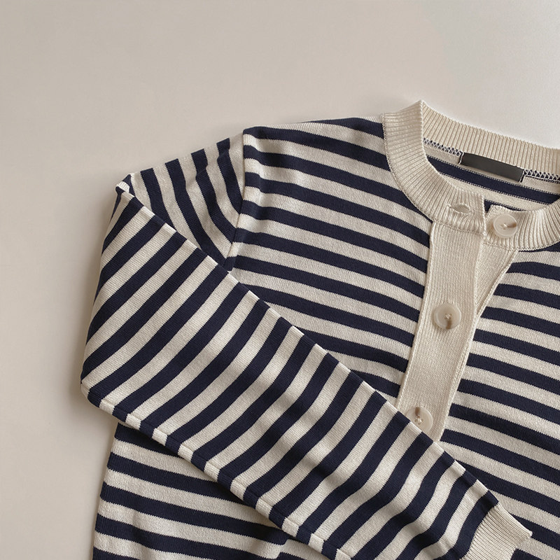 韩国直邮crko小清新短款条纹开衫 thejamy海外T恤