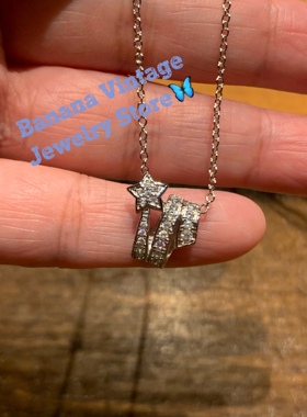 Vintage镶钻925项链复古中古韩国