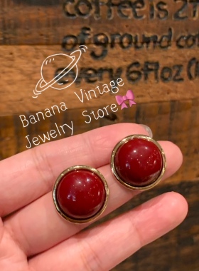 Vintage黄铜复古中古女耳夹耳钉