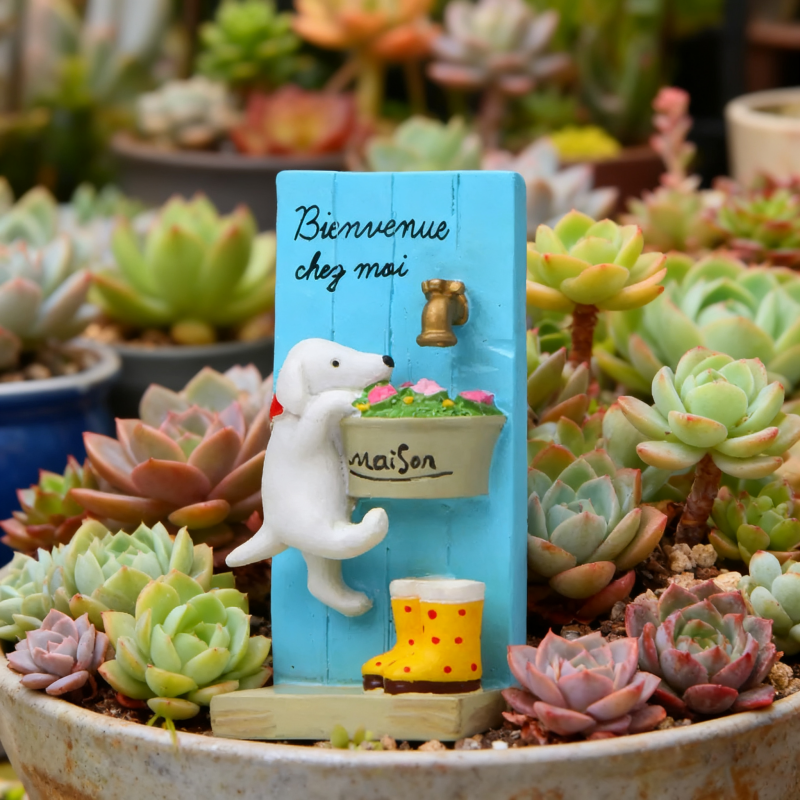 卡通可爱小狗水龙头迷你庭院摆件蓝色装饰品萌宠造型户外装饰,淘宝优惠券,粉丝福利购,淘宝优惠卷