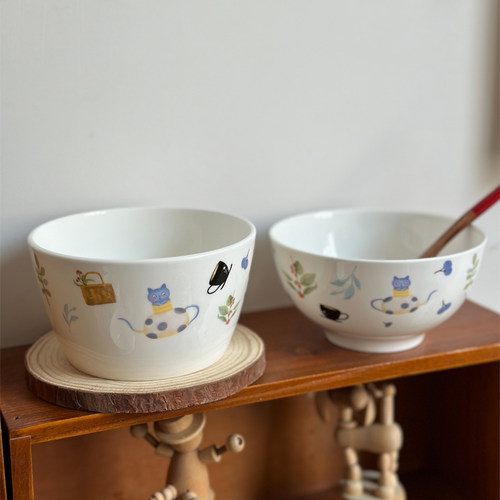 北府 【一套装】韩式动物乐园骨瓷小碗米饭碗甜品碗陶瓷餐具 包邮 - 图1