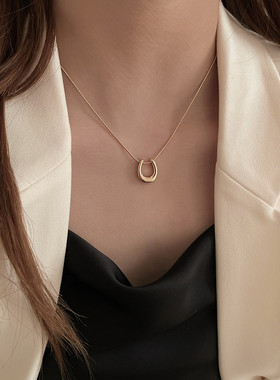 钛钢钛钢蛇骨链女式u型项链