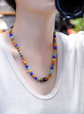 6m 沉香 南红 青金石 天珠项链