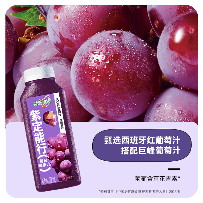 顺丰/京东】味全每日c果汁橙汁葡萄纯果蔬汁冷藏饮料300ml6瓶饮品,淘宝优惠券,粉丝福利购,淘宝优惠卷