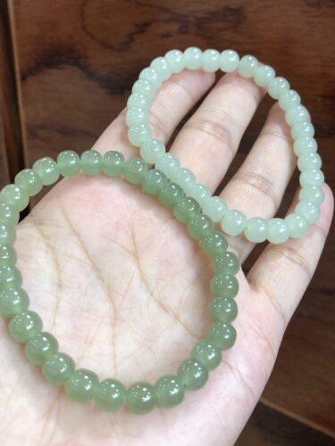 和田玉老形珠手串 晴水翠青紫色手串 小精品手串天然珠子手链6×7 - 图0