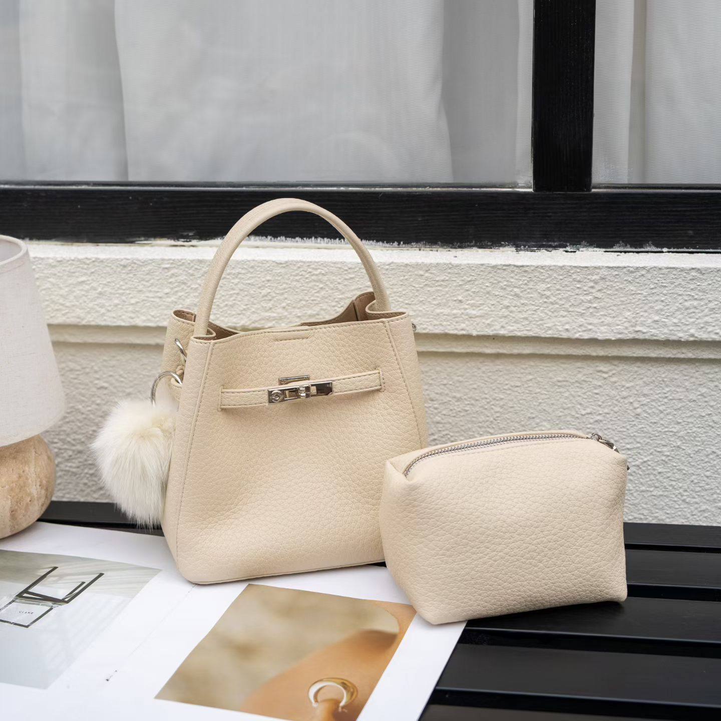 2026新款荔枝纹菜篮子包单肩斜挎腋下包水桶包通勤时尚女包,淘宝优惠券,粉丝福利购,淘宝优惠卷