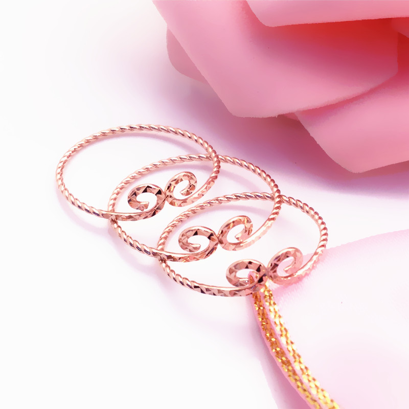 纯 紫金585紫金 14K玫瑰金彩金女紧箍咒戒指个性送礼精选款正品 - 图0